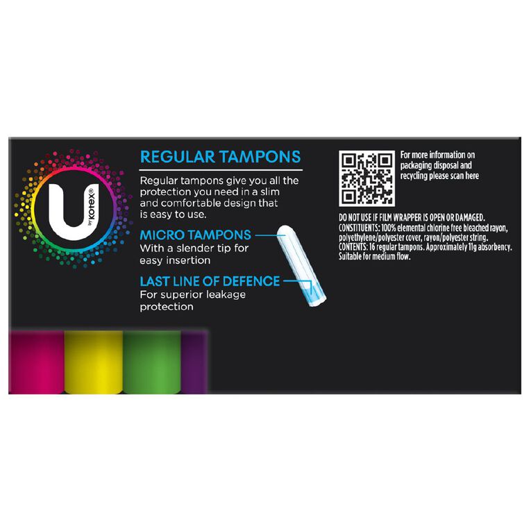 U By Kotex Regular Tampons 16 Pack, , hi-res