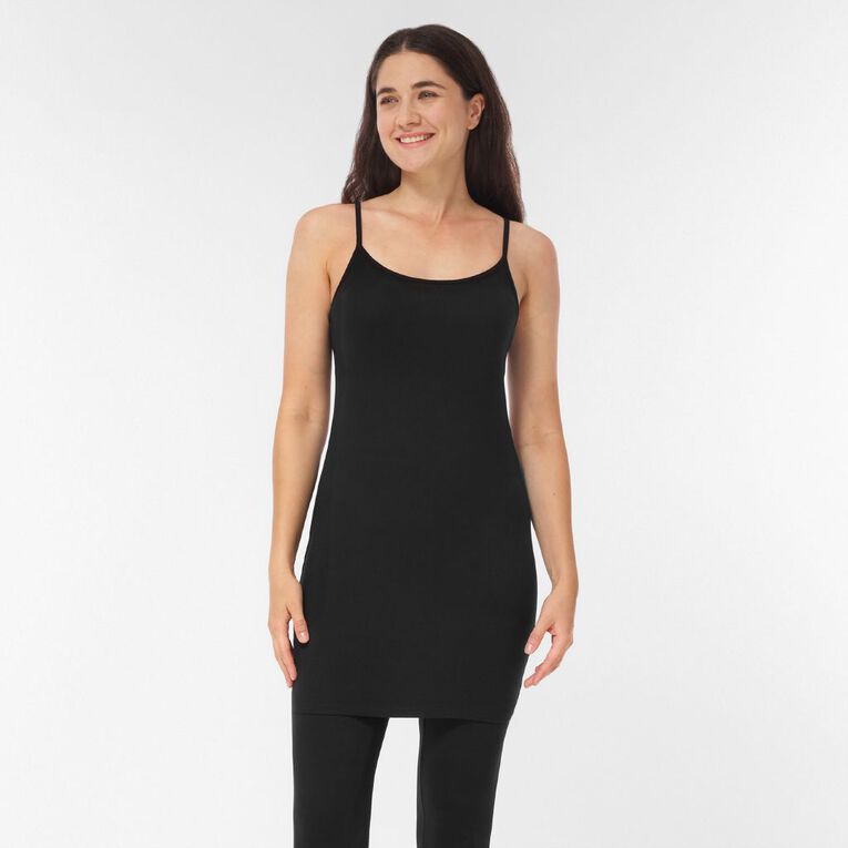 H&H Women's Stretch Longline Cami, Black, hi-res