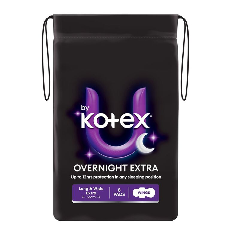 U By Kotex Maxi Overnight Long Pads with Wings 8 Pack, , hi-res