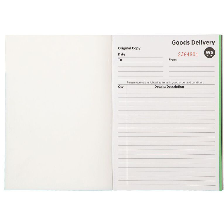 WS Delivery Book Duplicate NCR 50 Forms Green Mid A5, , hi-res