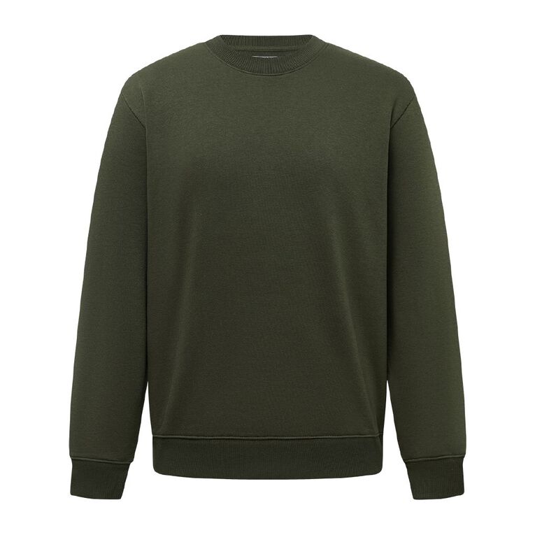 H&H Men's Plain Crew Sweatshirt, Green Dark, hi-res