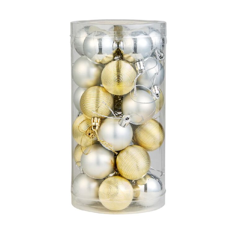 Wonderland Christmas Baubles 4cm Gold/Silver 30 Pack, , hi-res
