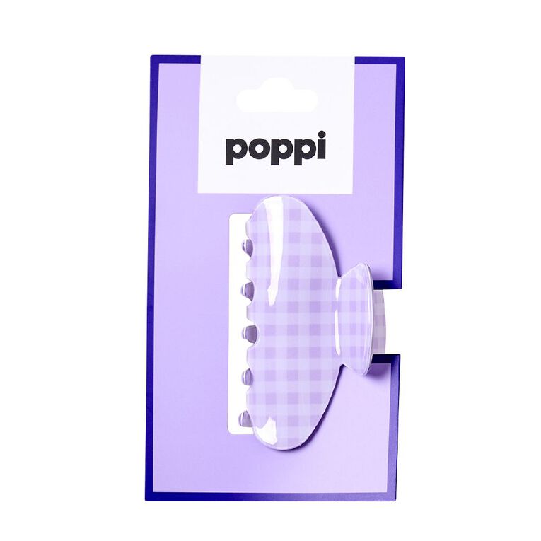 Poppi Claw Clip Gingham Purple Mid, , hi-res