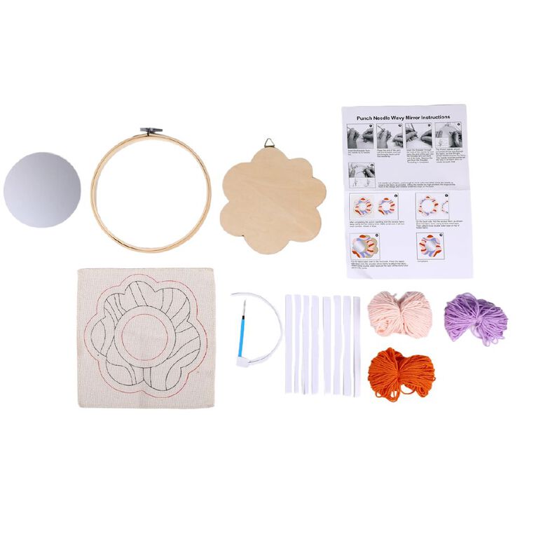 DIY Punch Needle Wavy Mirror Kit, , hi-res