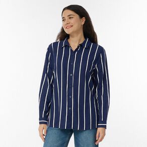 H&H Women's Long Sleeve Essential Linen Blend Shirt