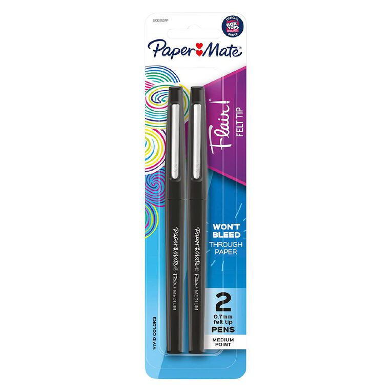 Paper Mate Medium Flair 0.7mm Felt-Tip Pens Black 2 Pack, , hi-res