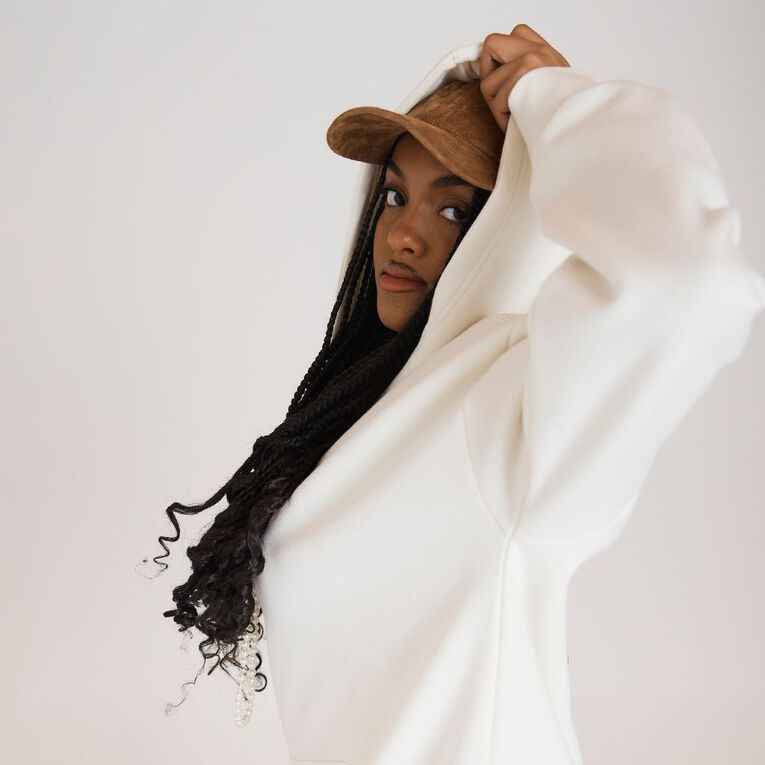 BRDRLESS Long Sleeve Graphic Hood, Cream, hi-res