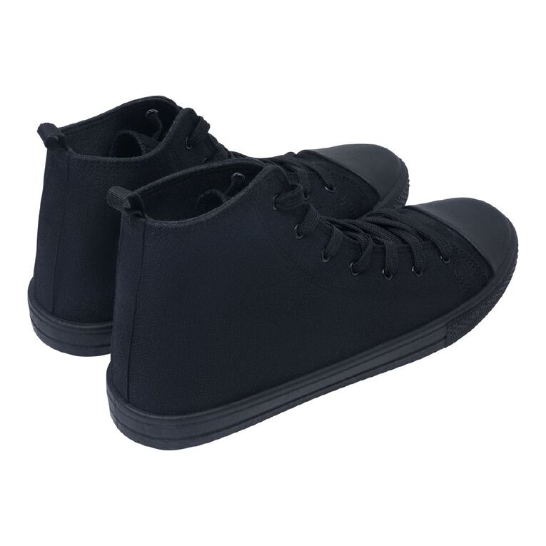 H&H Adults Unisex Freestyle Canvas High Top Sneakers, Black/Black, hi-res