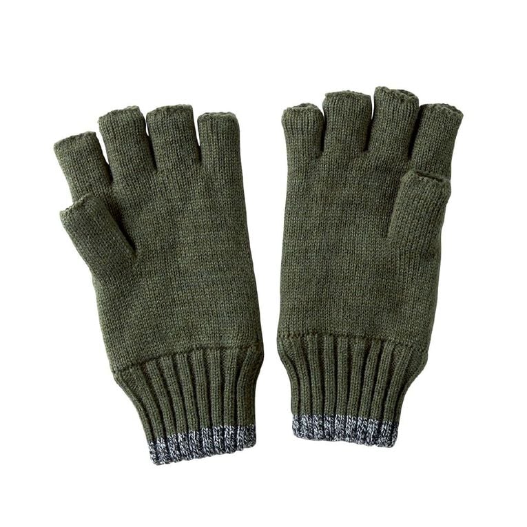 Rivet Men's Half Finger Stripe Gloves, Green Dark, hi-res