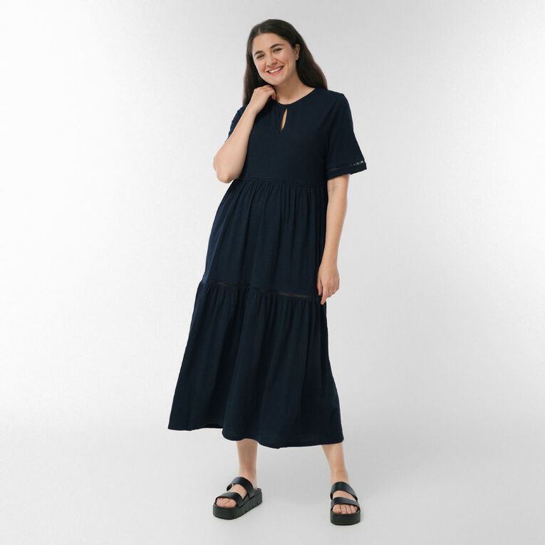 warehouse navy lace dress Navy Coast Lace Mix Midi Dress