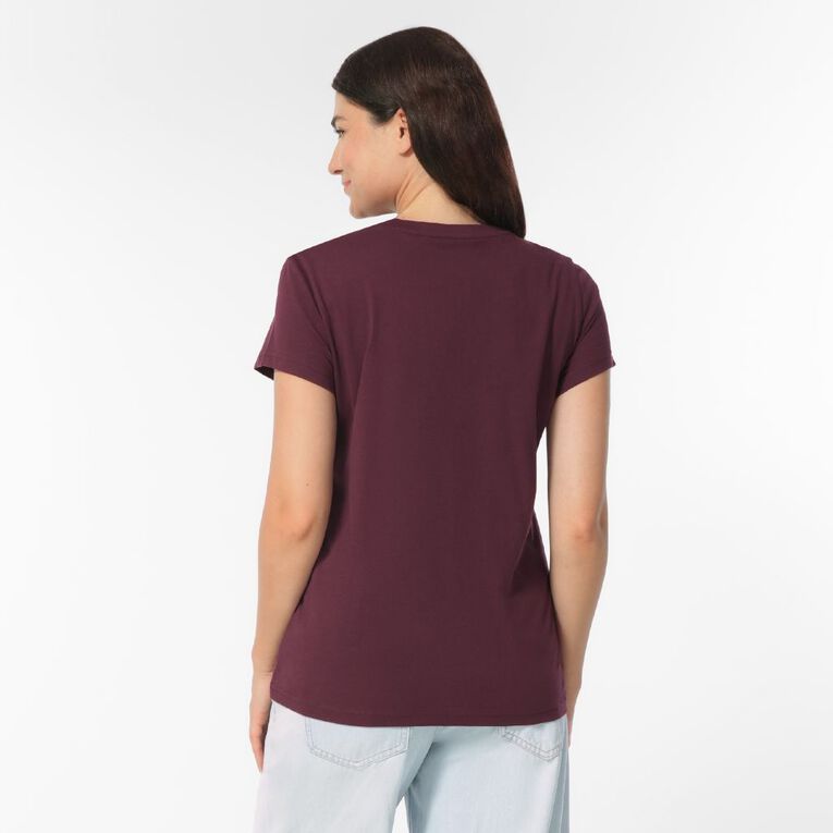 H&H Women's Short Sleeve V-Neck Tee, Red Dark, hi-res