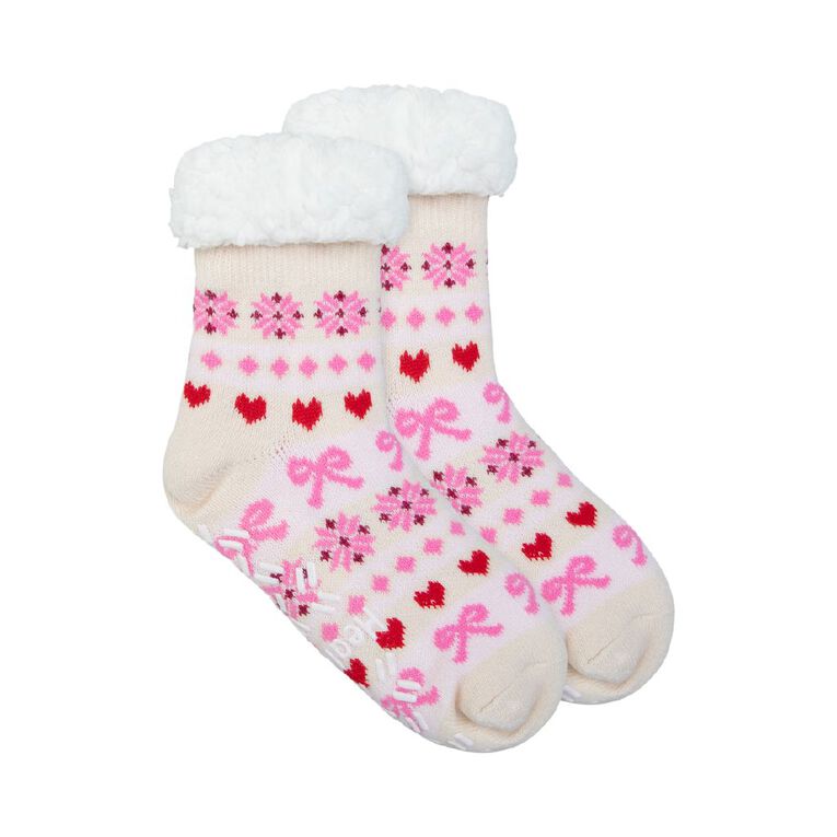 Underworks Women's Heat Bods Sherpa Crew Socks 1 Pack, Pink Dark, hi-res