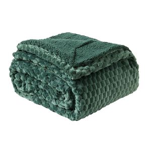 Living & Co Beehive Plush Sherpa Blanket Green Queen