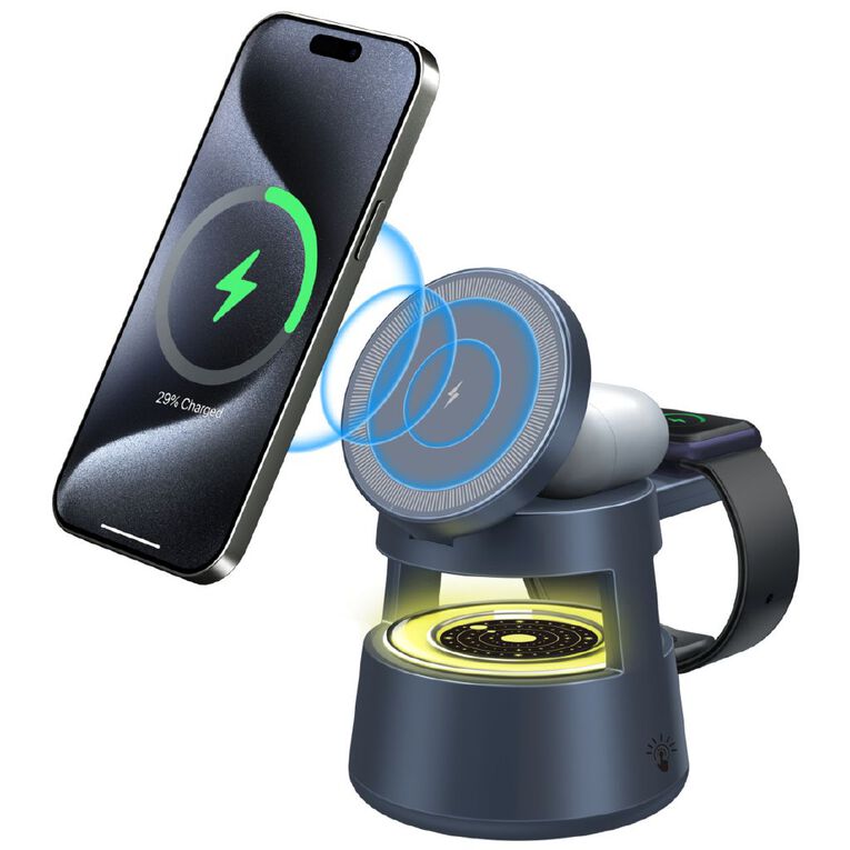 Tech.Inc 4 In 1 Wireless Charging Station With Night Lamp, , hi-res