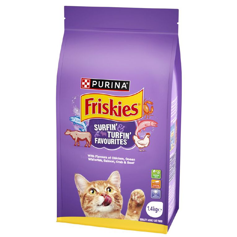 Friskies Surfin' & Turfin' Dry Cat Food 1.4kg, , hi-res