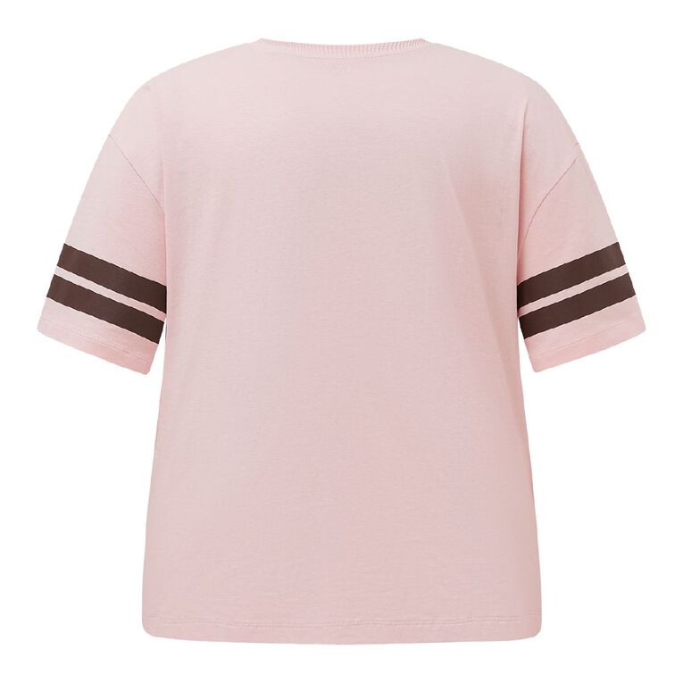 H&H Women's Plus Short Sleeve Boyfriend Print Tee, Purple Light, hi-res