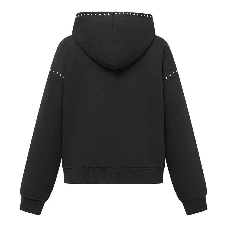 H&H Womens Studded Hoodie, Grey Dark, hi-res