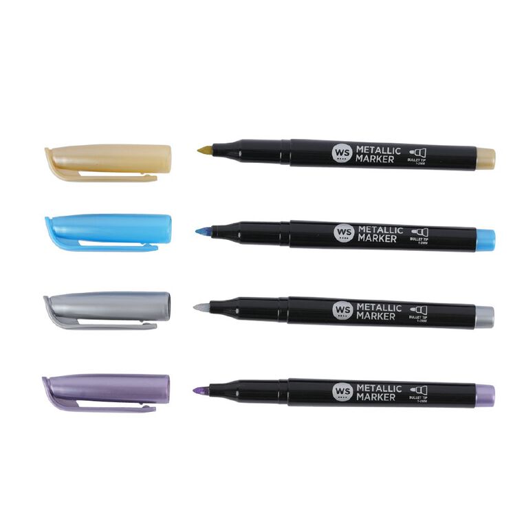 WS Permanent Marker Metallic 4 Pack, , hi-res