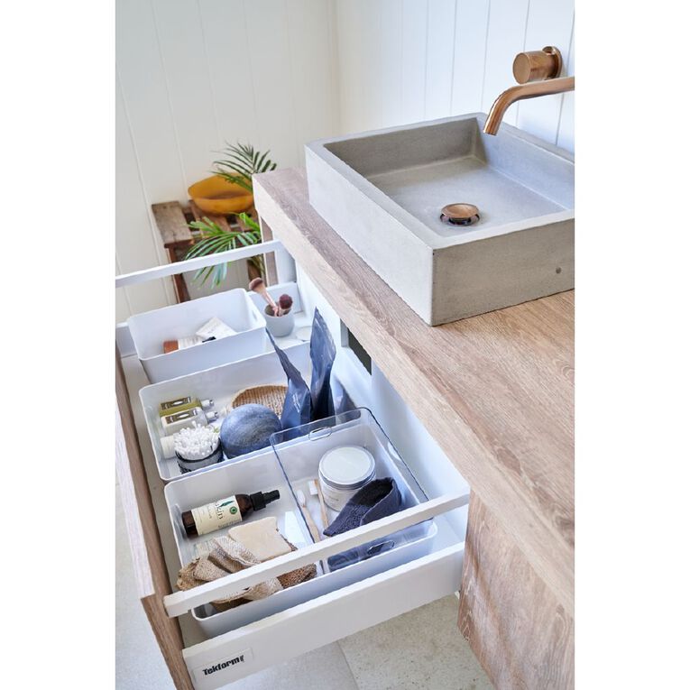 Living & Co Lisse Shallow Lidded Organiser White 6L, , hi-res