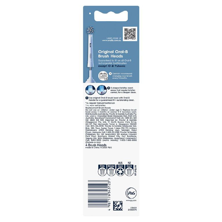 Oral-B Sensitive Clean Replacement Brush Heads 4 Pack, , hi-res