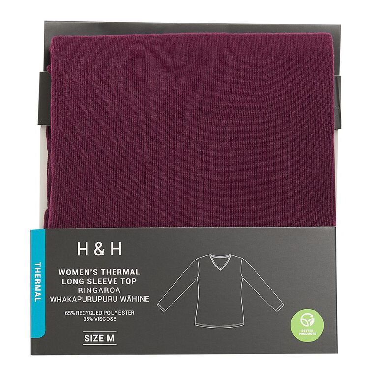H&H Women's Long Sleeve Thermal Top, Red Mid, hi-res