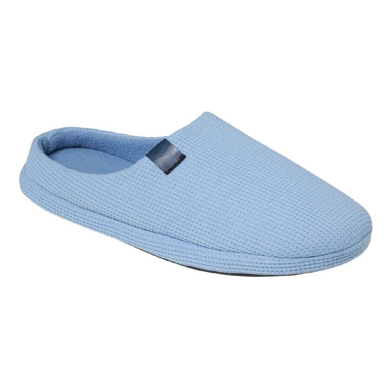 H&H Men's Waffle Scuff Slippers, Blue, hi-res