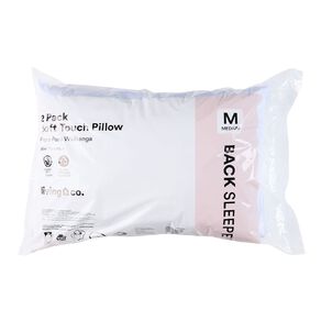Living & Co Pillow Microfibre 2 Pack Soft Medium White 2 Pack