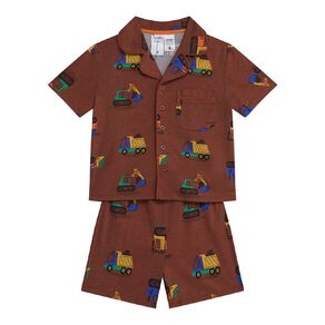H&H Boys' Short Sleeve Button Through Pyjama Set