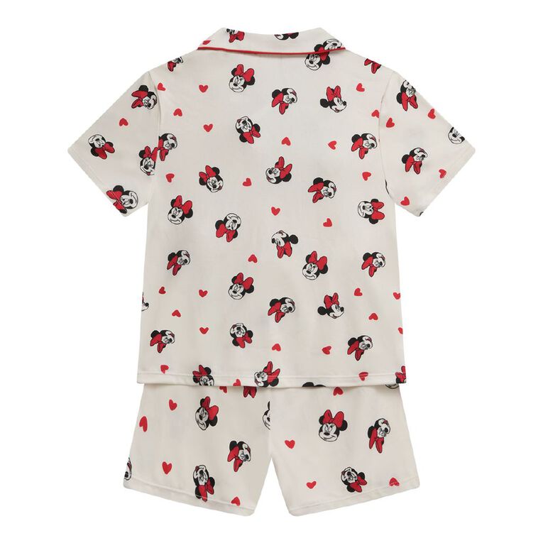 Minnie Mouse Girls' Comfy Short Sleeve Button Up Pyjama Set, Cream, hi-res