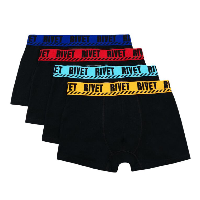 Rivet Men's Trunks 4 Pack, Black W26 TUNES, hi-res