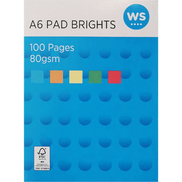 WS Paper Pad Bright A6 80gsm, , hi-res