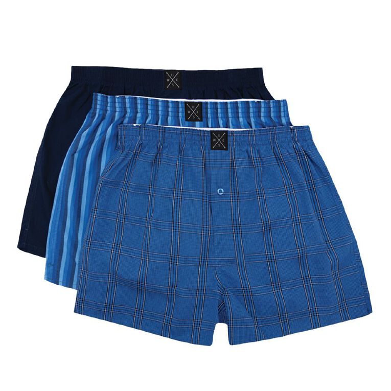 Underworks Men's Woven Boxer 3 Pack, Blue Light, hi-res