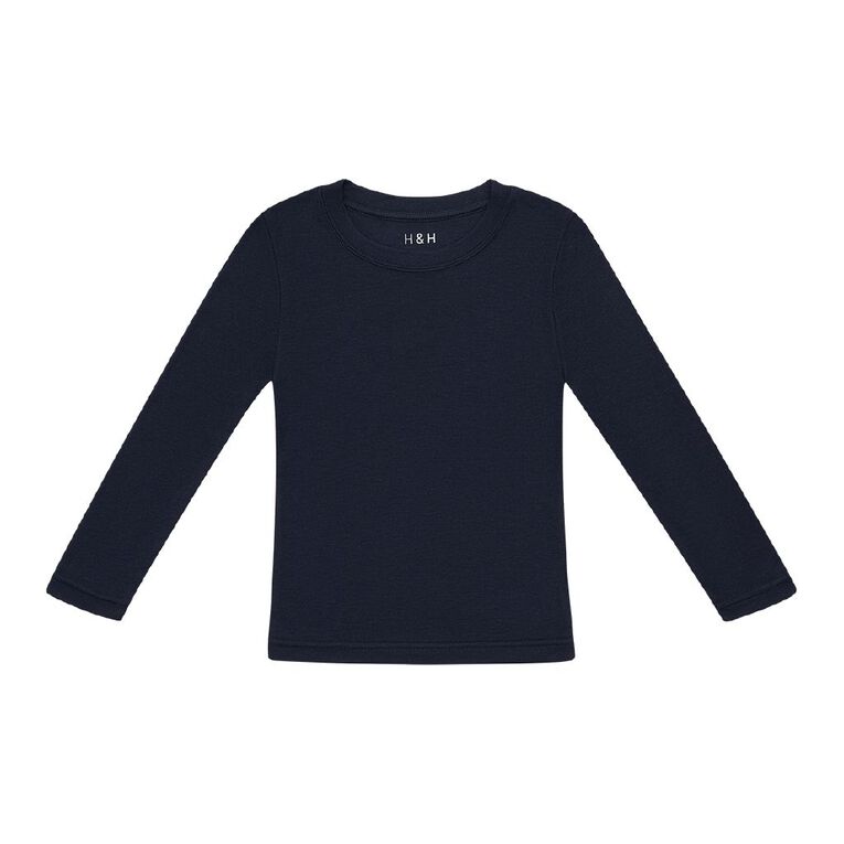 H&H Kids' Poly Viscose Thermal Long Sleeve Top, Blue Dark, hi-res