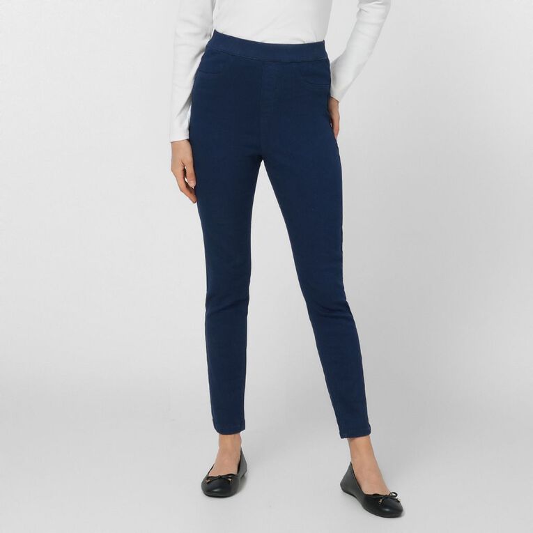 H&H Women's Slim Waistband Jeggings, Denim Dark, hi-res