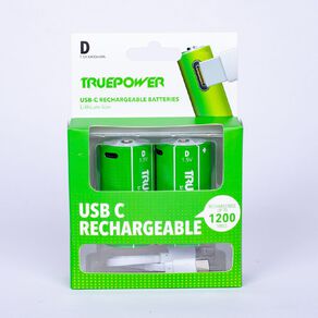 Truepower Truepower D USB-C Rechargeable Batteries