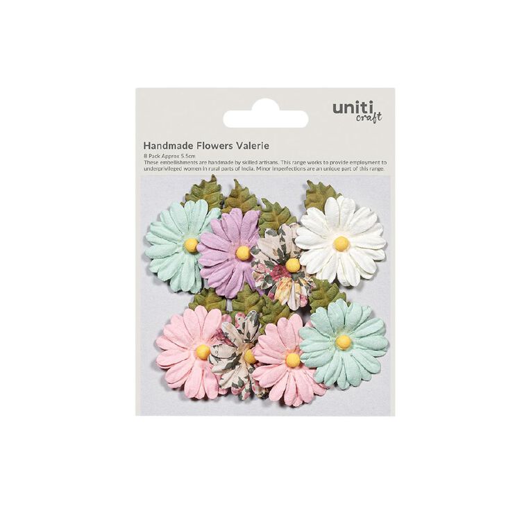 Uniti Craft Adults Handmade Flowers Valerie 8pc Multicoloured, , hi-res