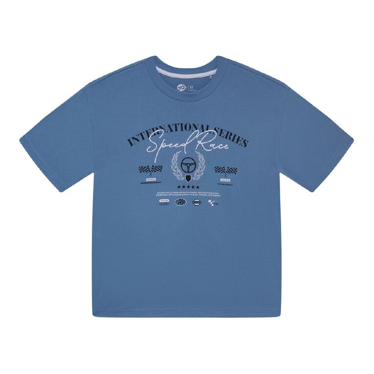 Young Original Short Sleeve Print Tee, Blue Mid, hi-res