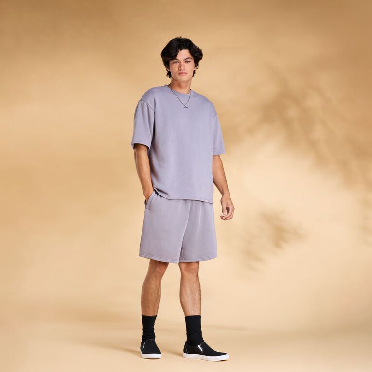 Garage Men's Plain Crew Sweat Tee, Grey Mid, hi-res