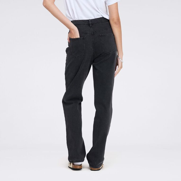 H&H Women's High Rise 90's Straight Jeans, Black, hi-res