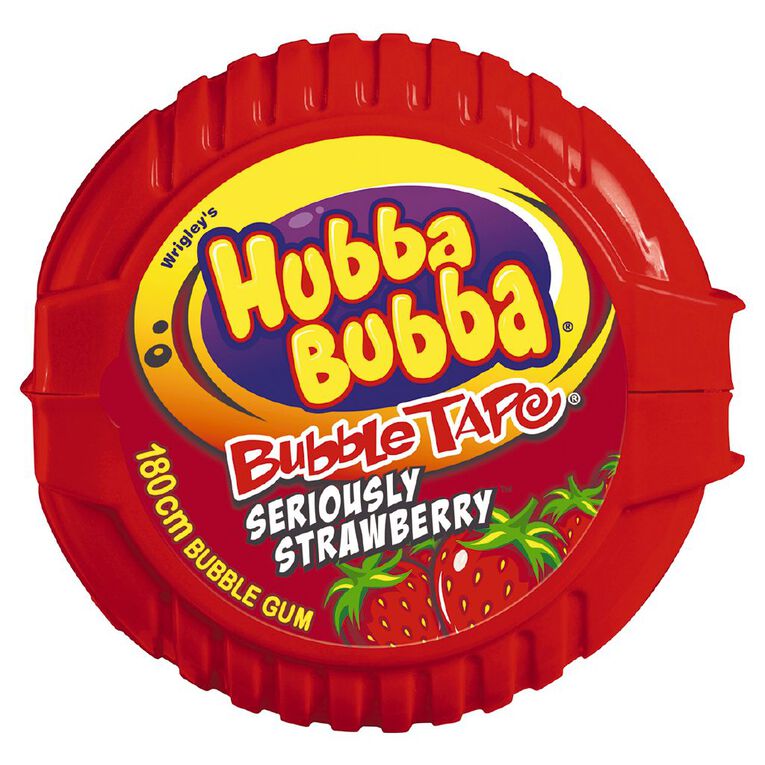 Hubba Bubba Seriously Strawberry Bubble Gum Tape 180cm, , hi-res