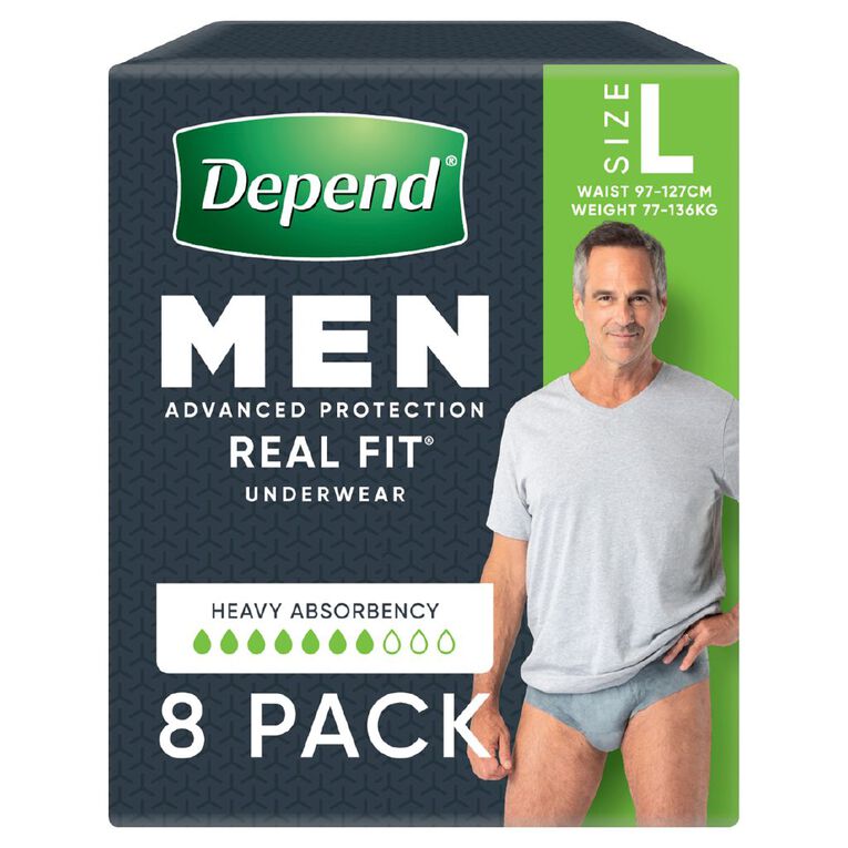 Depend Realfit Underwear for Men Large 8 Pack | The Warehouse