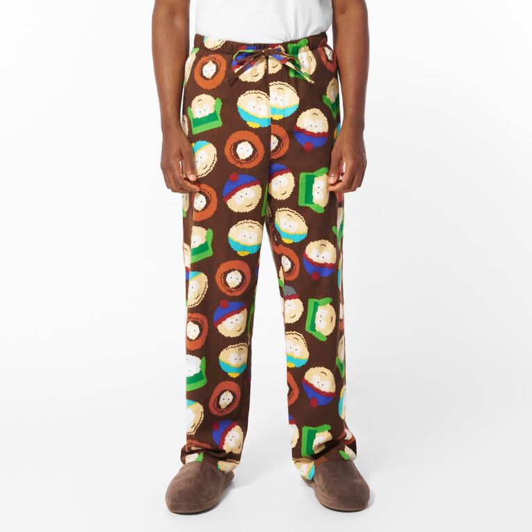 South Park Men's Flannelette Pyjama Pants, Brown Dark, hi-res