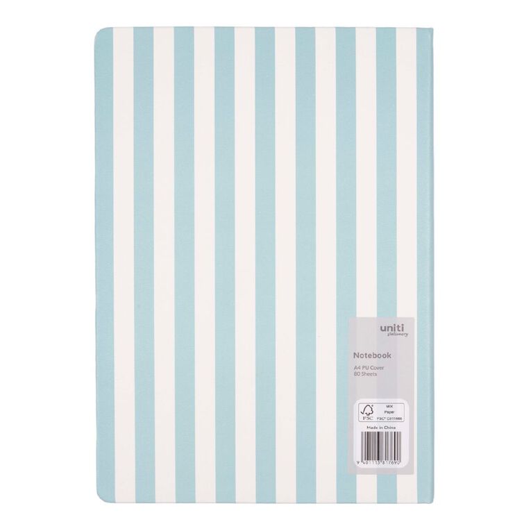 Uniti Stationery Mint Stripe A4 Notebook, , hi-res