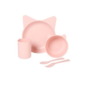 Living & Co Kids Kitten Ears 5 Piece Dinner Set Pink