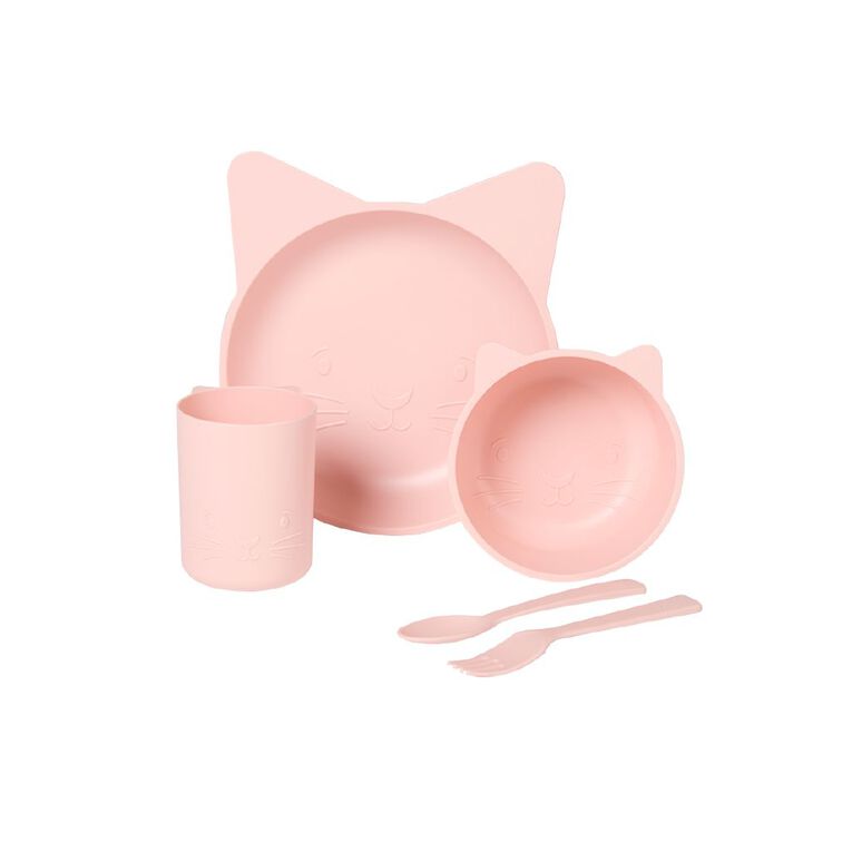 Living & Co Kids Kitten Ears 5 Piece Dinner Set Pink, , hi-res