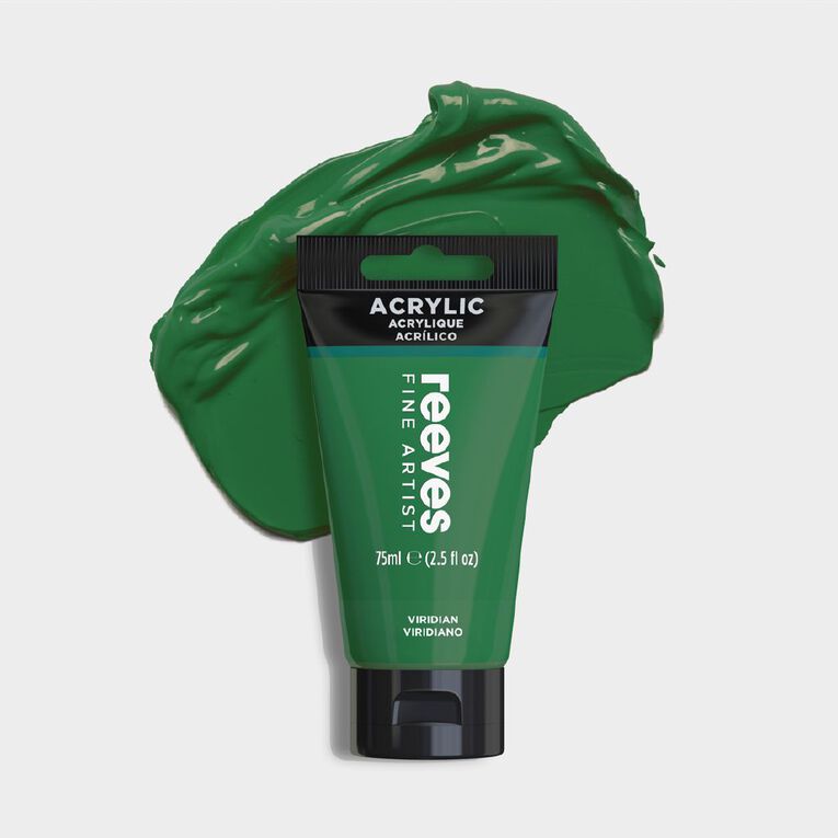 Reeves Fine Acrylic Paint Viridian 75ml, , hi-res