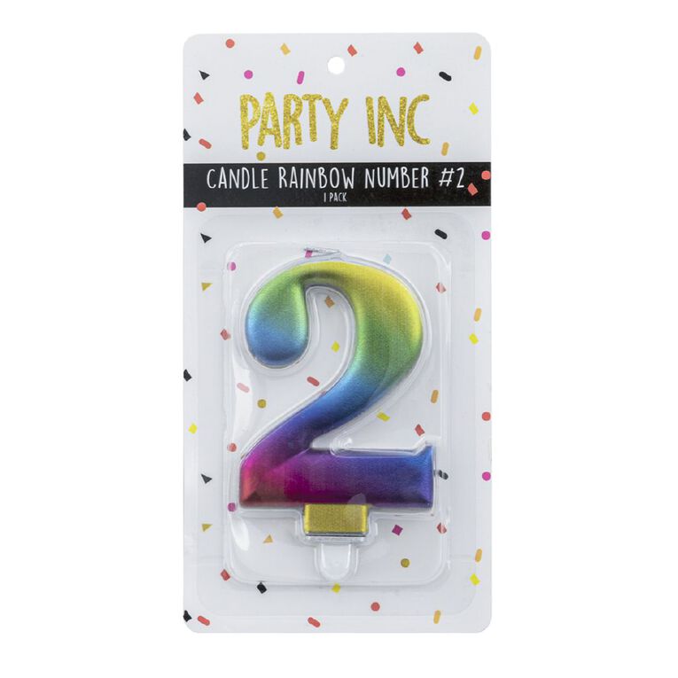 Party Inc Rainbow Candle Number #2, , hi-res