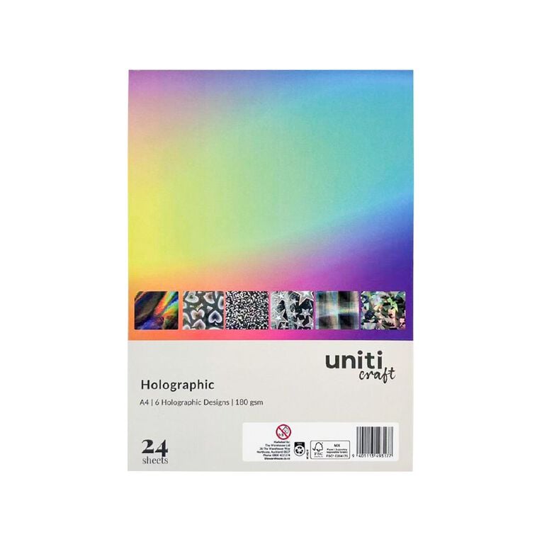Uniti Holgraphic Card 24 Pack A4, , hi-res