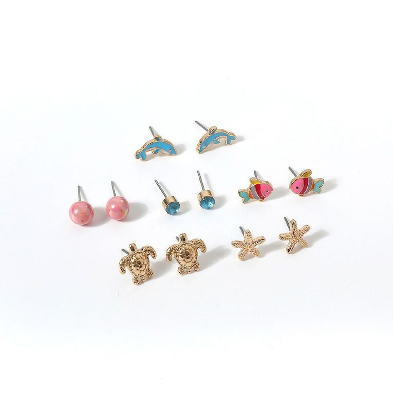 Young Original Kids' Stud Earrings 6 Pairs Fish, , hi-res