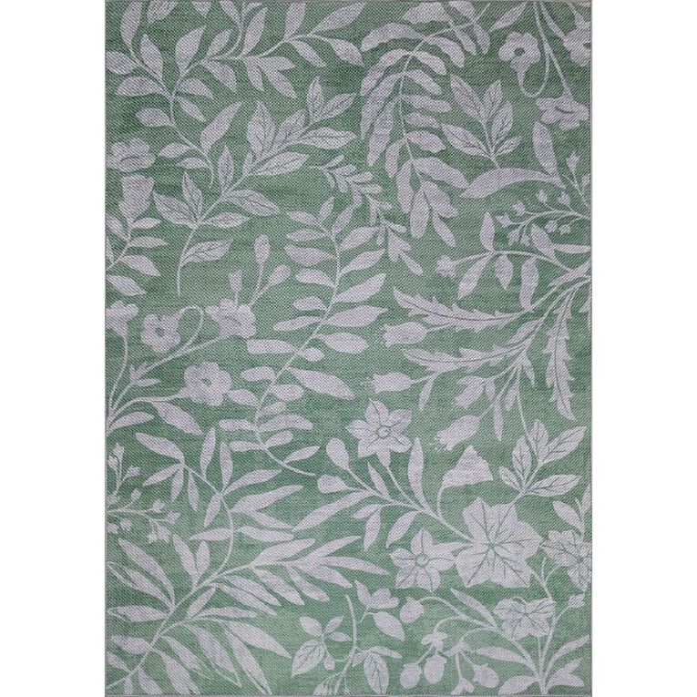 Living & Co Indoor Outdoor Rug 140 x 200 cm Floral Sage 140 x 200cm, , hi-res